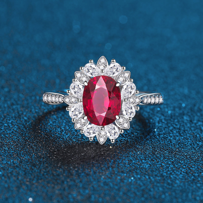 Oval Engagement Ring 3.5ct 6*8 925 Silver High Carbon Diamond