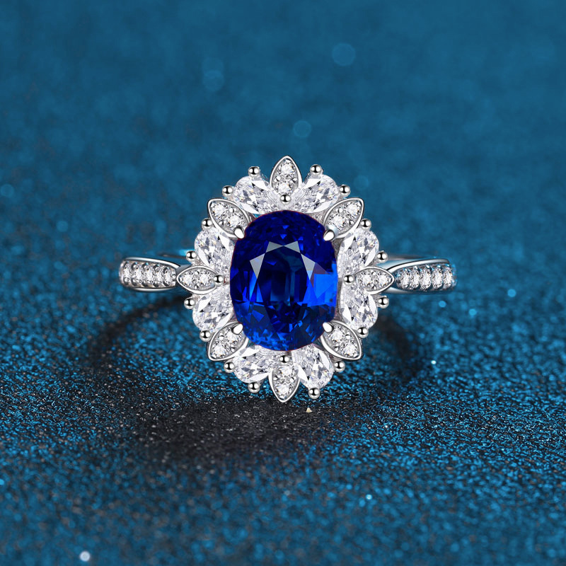 Oval Engagement Ring 3.5ct 6*8 925 Silver High Carbon Diamond