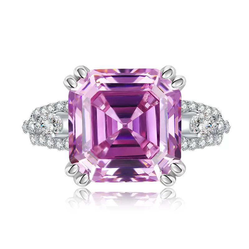 Asscher Engagement Ring 11*11 925 Silver High Carbon Diamond