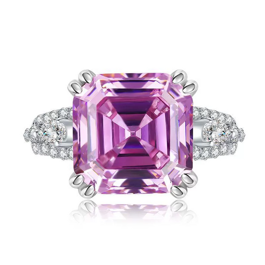 Asscher Engagement Ring 11*11 925 Silver High Carbon Diamond