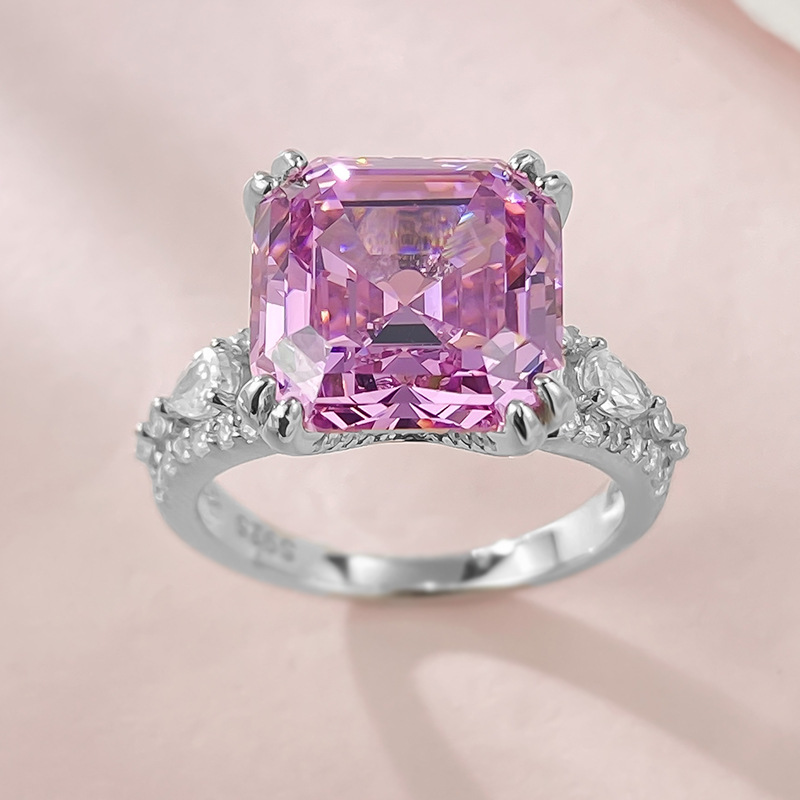Asscher Engagement Ring 11*11 925 Silver High Carbon Diamond