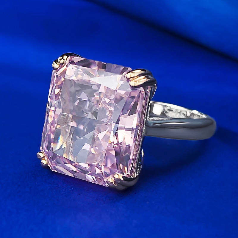 Radiant Engagement Ring 14*16 925 Silver High Carbon Diamond