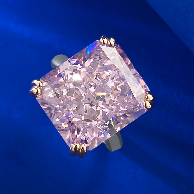 Radiant Engagement Ring 14*16 925 Silver High Carbon Diamond