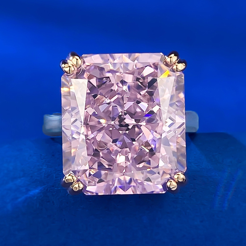 Radiant Engagement Ring 14*16 925 Silver High Carbon Diamond