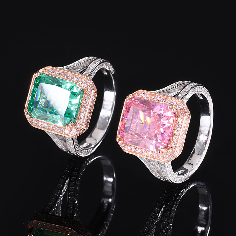 Radiant Engagement Ring 12*11 925 Silver High Carbon Diamond