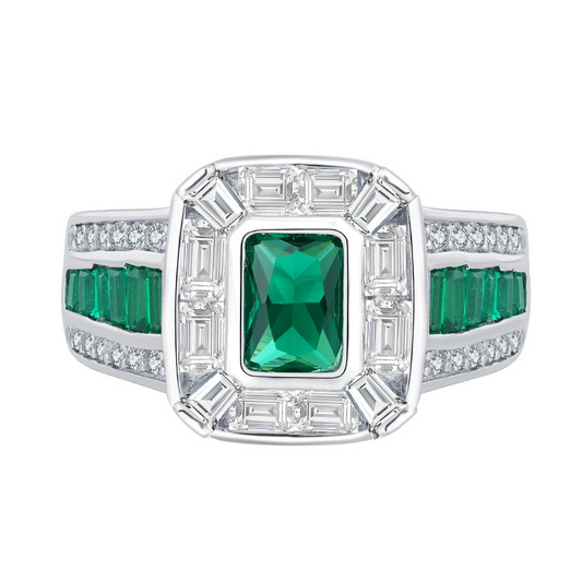 Emerald Engagement Ring 7.5*6 925 Silver High Carbon Diamond