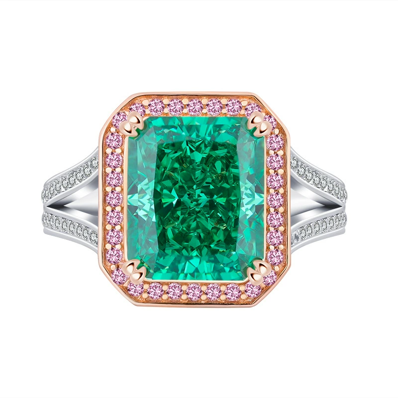 Radiant Engagement Ring 12*11 925 Silver High Carbon Diamond
