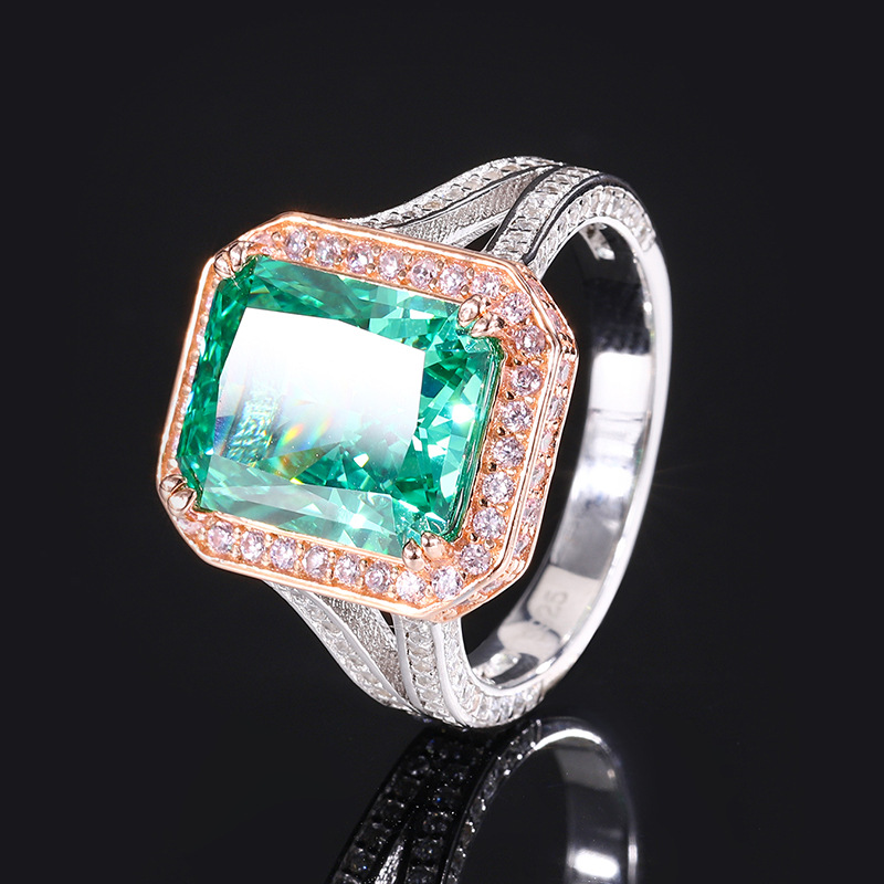 Radiant Engagement Ring 12*11 925 Silver High Carbon Diamond