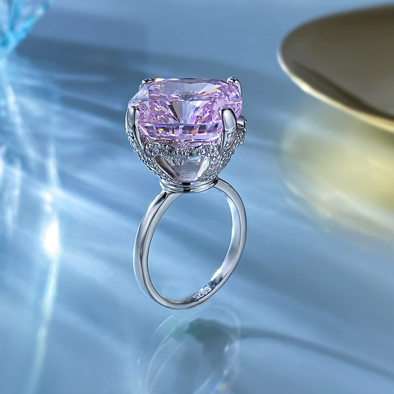 Cushion Engagement Ring 15*15 925 Silver High Carbon Diamond