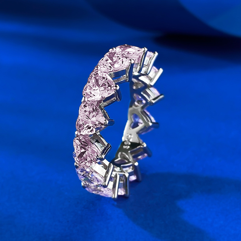 Heart Prong Engagement Ring 5*5mm 925 Silver High Carbon Diamond