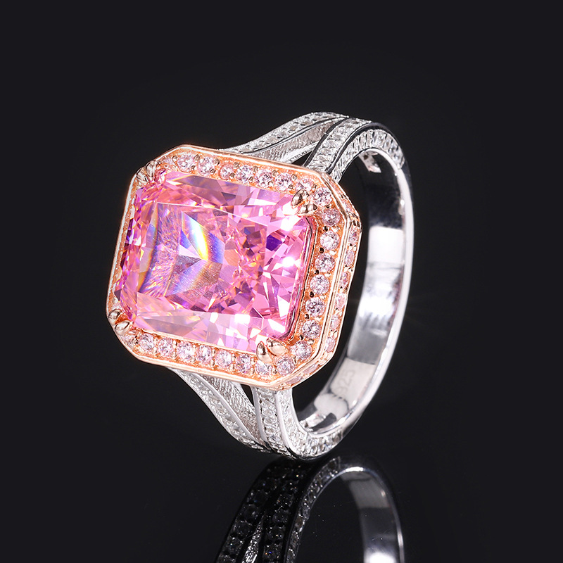 Radiant Engagement Ring 12*11 925 Silver High Carbon Diamond