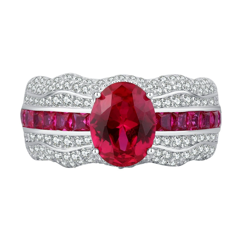 Oval Engagement Ring 7*9 925 Silver High Carbon Diamond