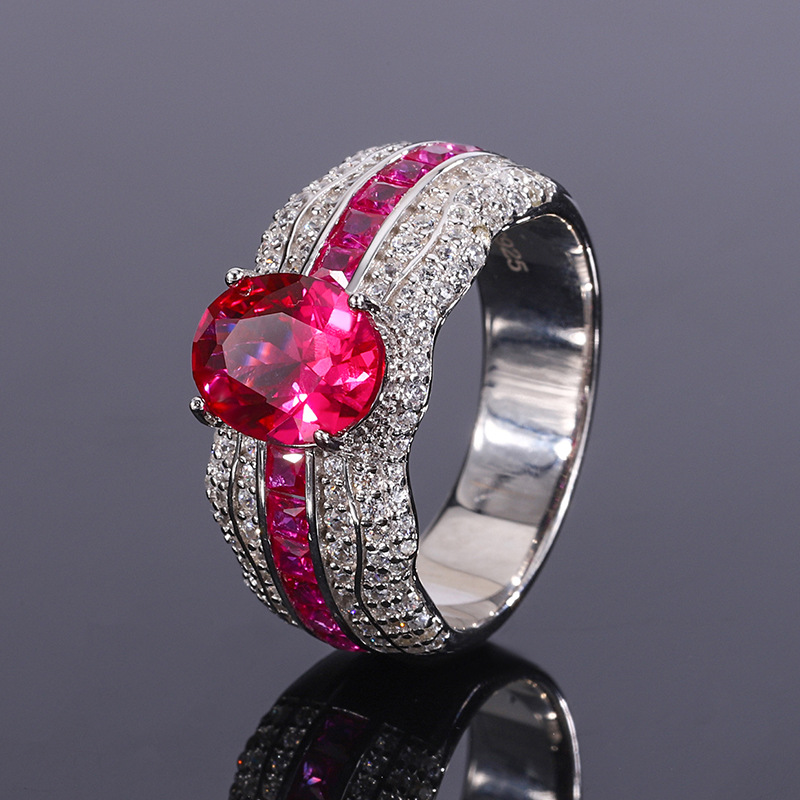 Oval Engagement Ring 7*9 925 Silver High Carbon Diamond