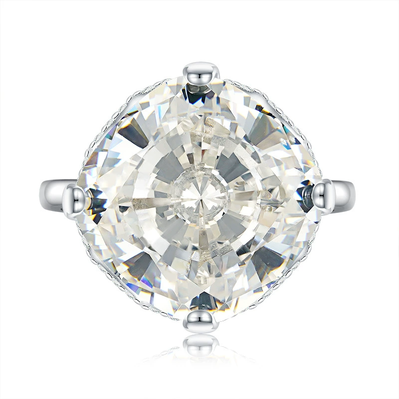 Cushion Engagement Ring 15*15 925 Silver High Carbon Diamond
