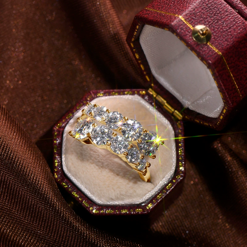 Double Head Engagement Ring 925 Silver Moissanite Open Ring