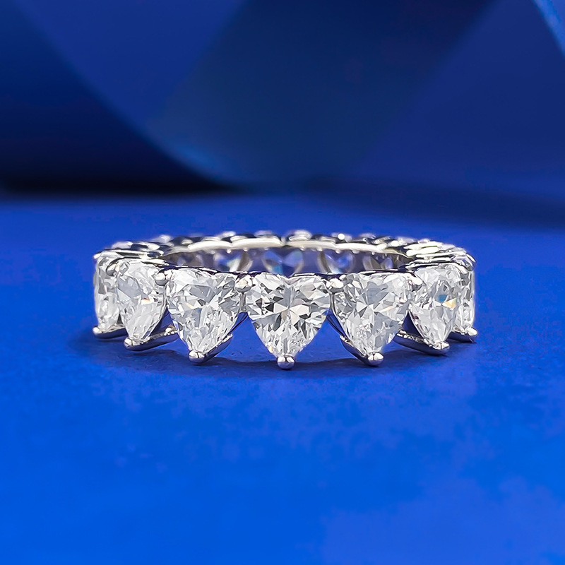 Heart Prong Engagement Ring 5*5mm 925 Silver High Carbon Diamond