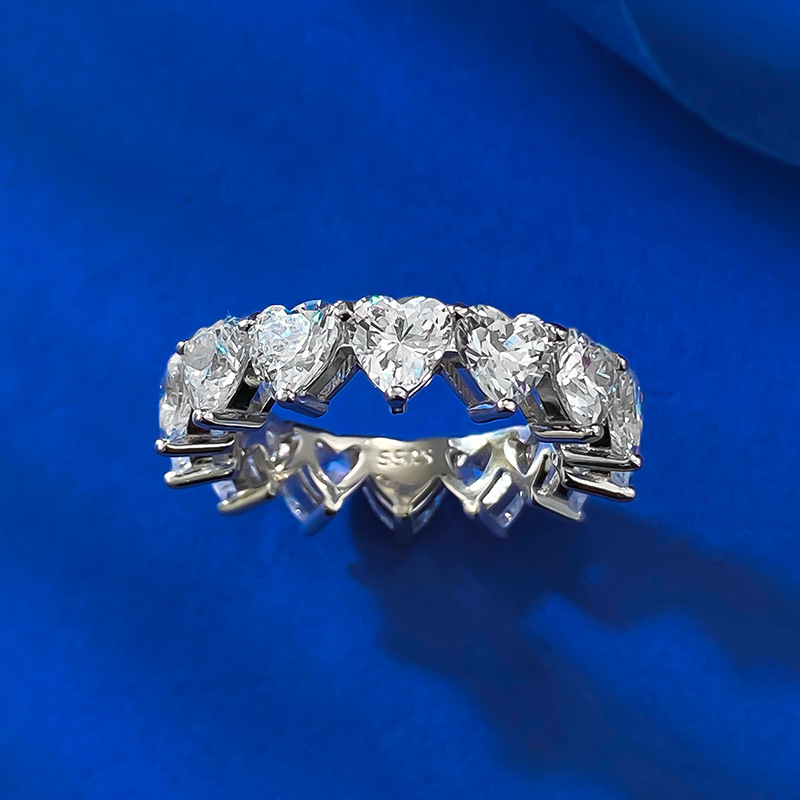 Heart Prong Engagement Ring 5*5mm 925 Silver High Carbon Diamond