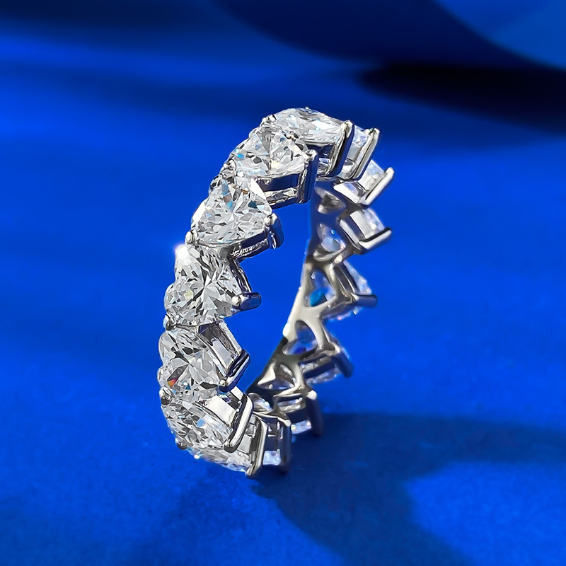 Heart Prong Engagement Ring 5*5mm 925 Silver High Carbon Diamond