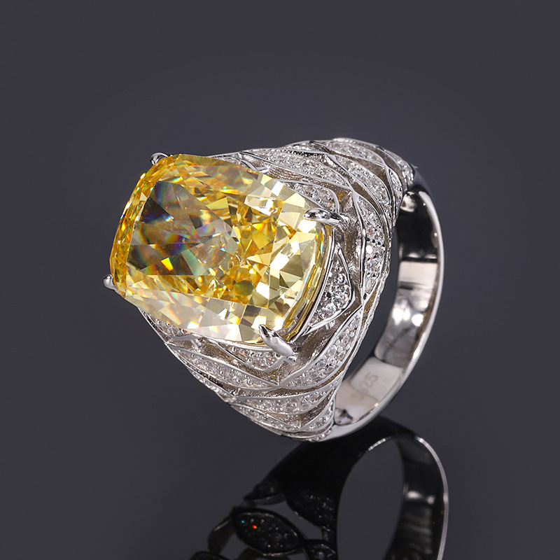 Cushion Engagement Ring 12*16 925 Silver High Carbon Diamond
