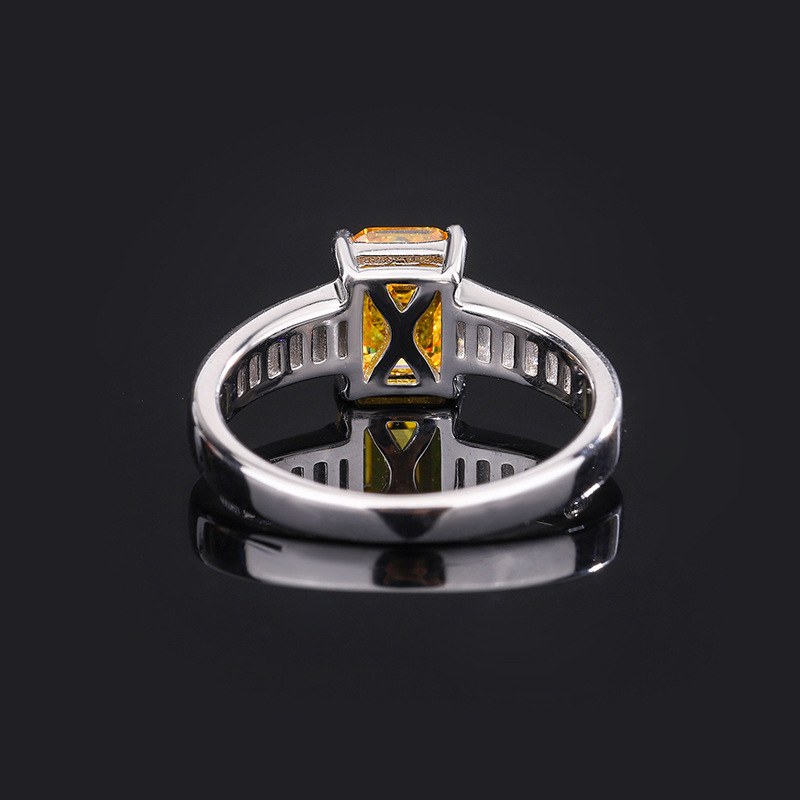 Emerald Engagement Ring 6.5*8 925 Silver High Carbon Diamond