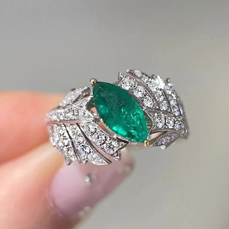 Marquise Engagement Ring 925 Silver High Carbon Diamond