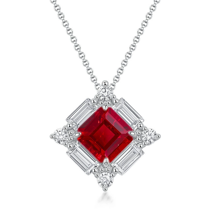 Princess Engagement Necklace 8*8 925 Silver High Carbon Diamond