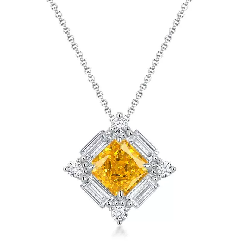 Princess Engagement Necklace 8*8 925 Silver High Carbon Diamond