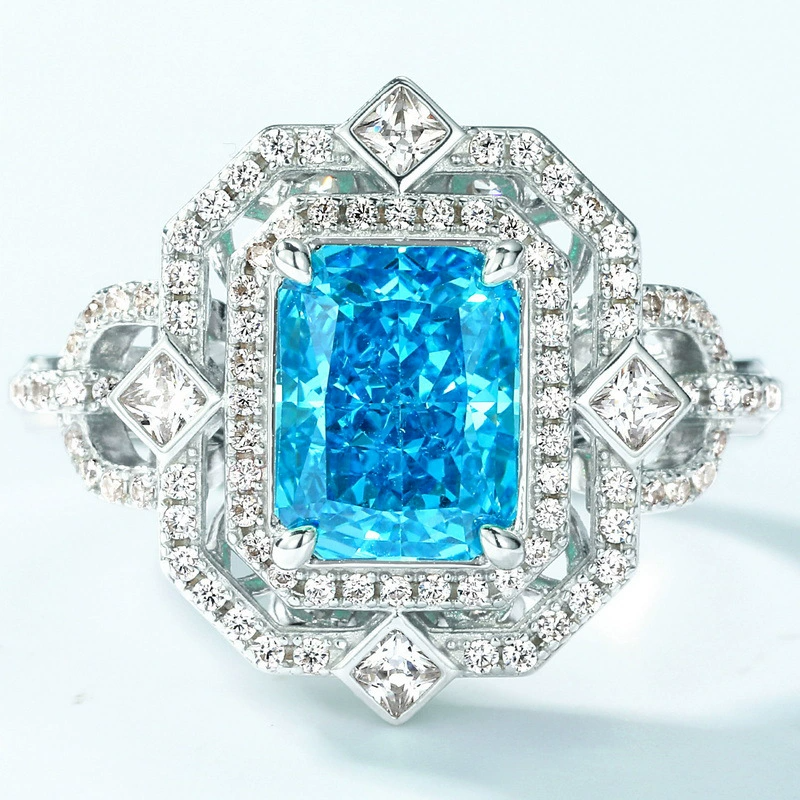 Radiant Engagement Ring 7*9 925 Silver High Carbon Diamond