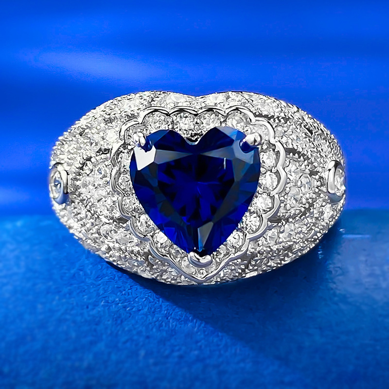 Heart Engagement Ring 8*8 925 Silver High Carbon Diamond