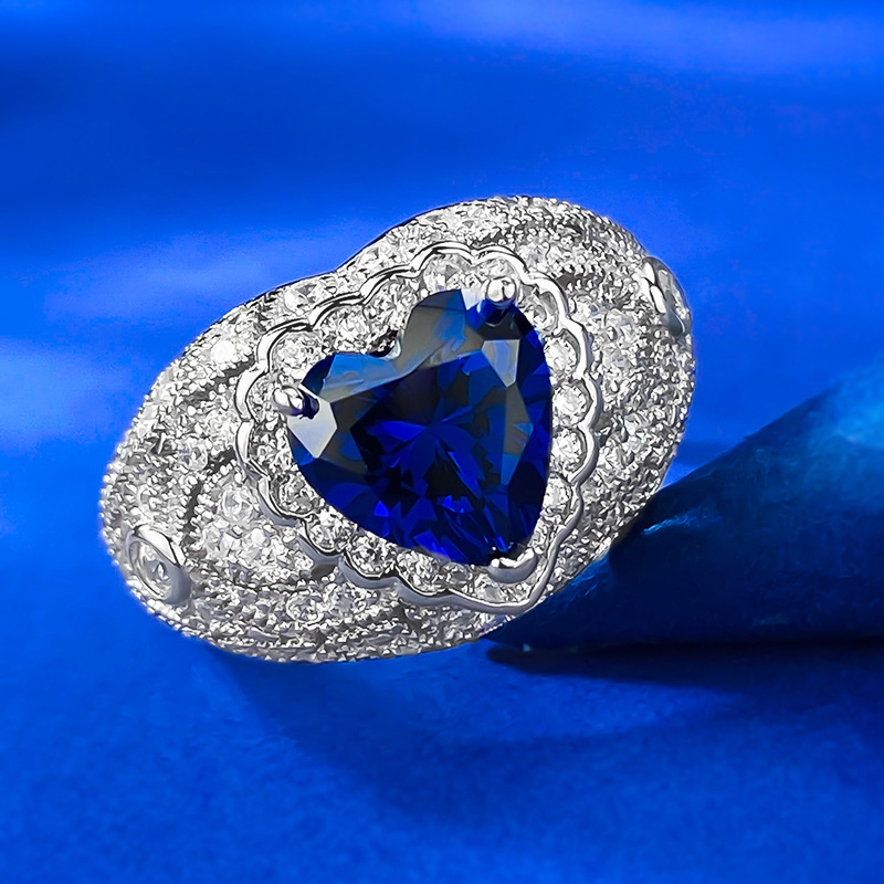 Heart Engagement Ring 8*8 925 Silver High Carbon Diamond