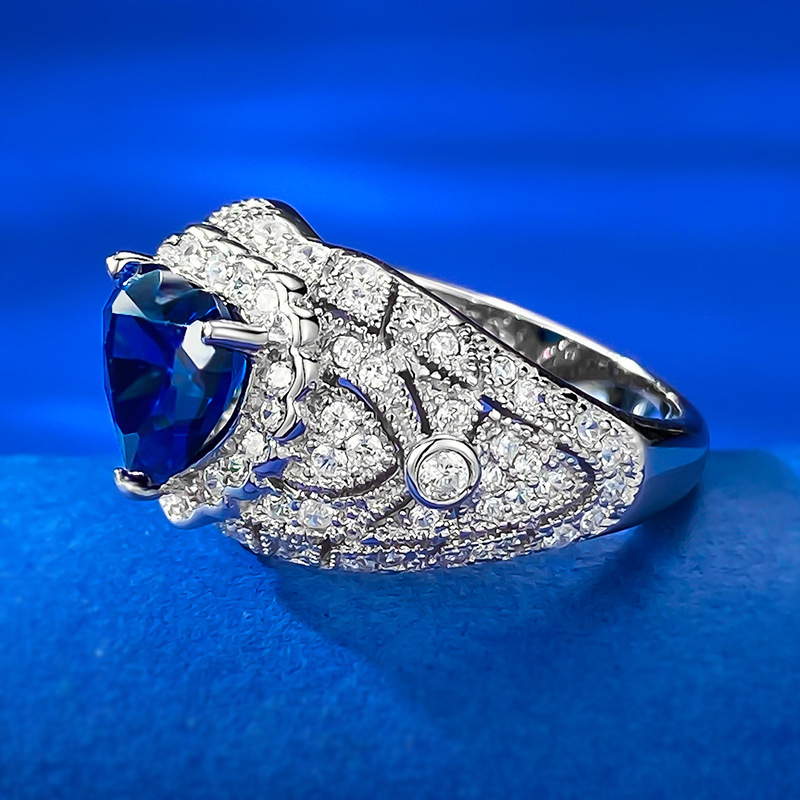 Heart Engagement Ring 8*8 925 Silver High Carbon Diamond