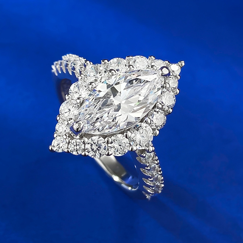 Marquise Engagement Ring 6*12 925 Silver High Carbon Diamond