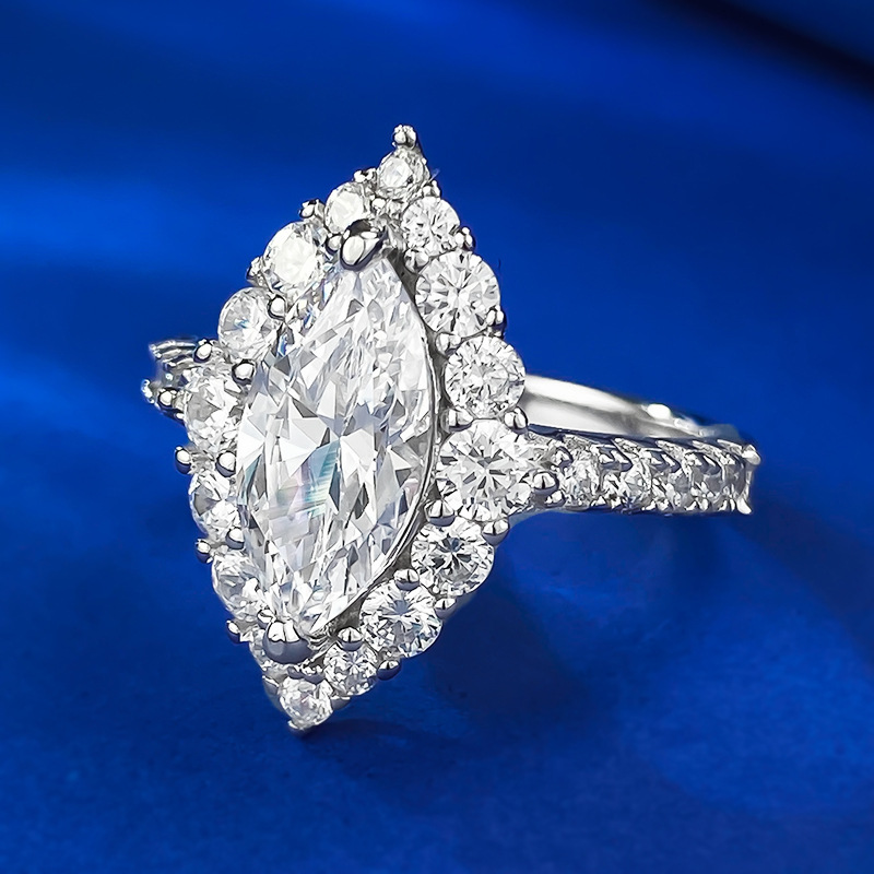 Marquise Engagement Ring 6*12 925 Silver High Carbon Diamond