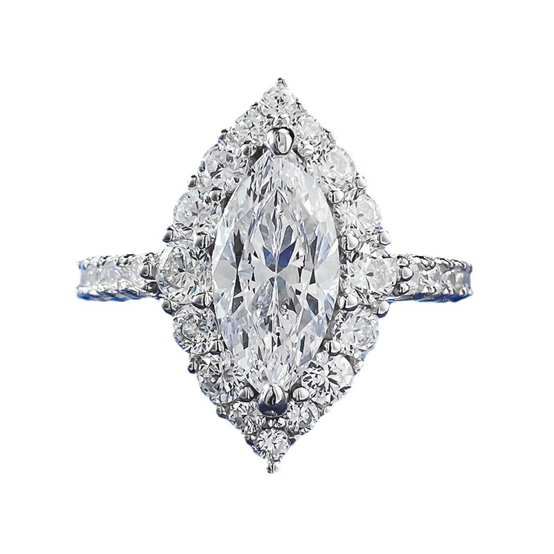 Marquise Engagement Ring 6*12 925 Silver High Carbon Diamond