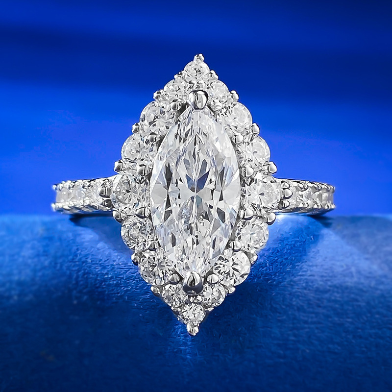 Marquise Engagement Ring 6*12 925 Silver High Carbon Diamond
