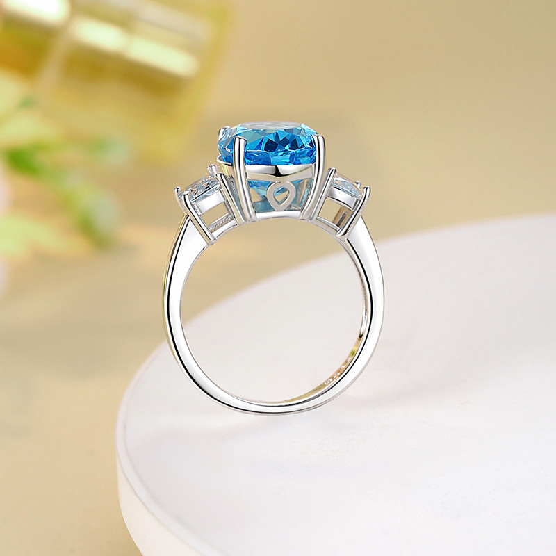 Oval Engagement Ring 10*14 925 Silver High Carbon Diamond