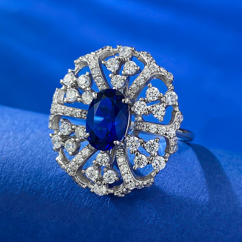 Oval Engagement Ring 6*9 925 Silver High Carbon Diamond
