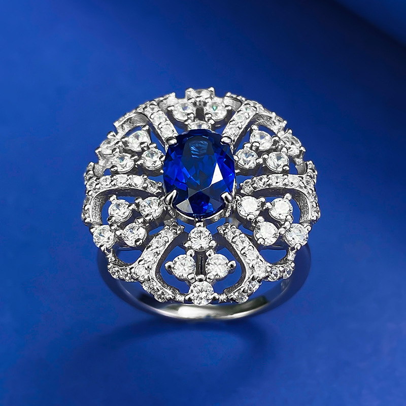 Oval Engagement Ring 6*9 925 Silver High Carbon Diamond