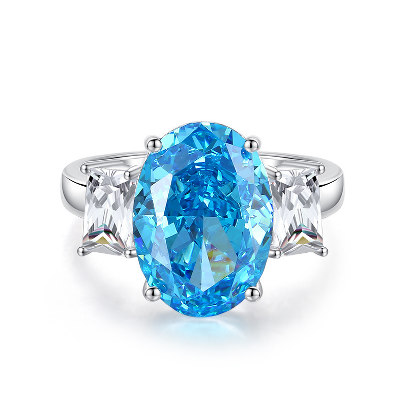 Oval Engagement Ring 10*14 925 Silver High Carbon Diamond
