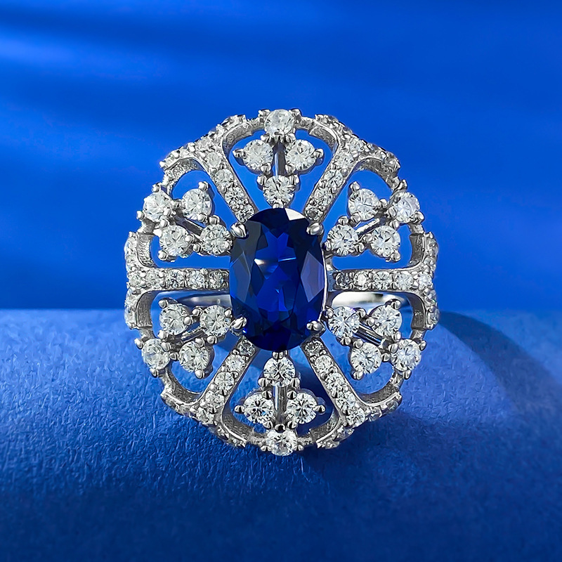 Oval Engagement Ring 6*9 925 Silver High Carbon Diamond