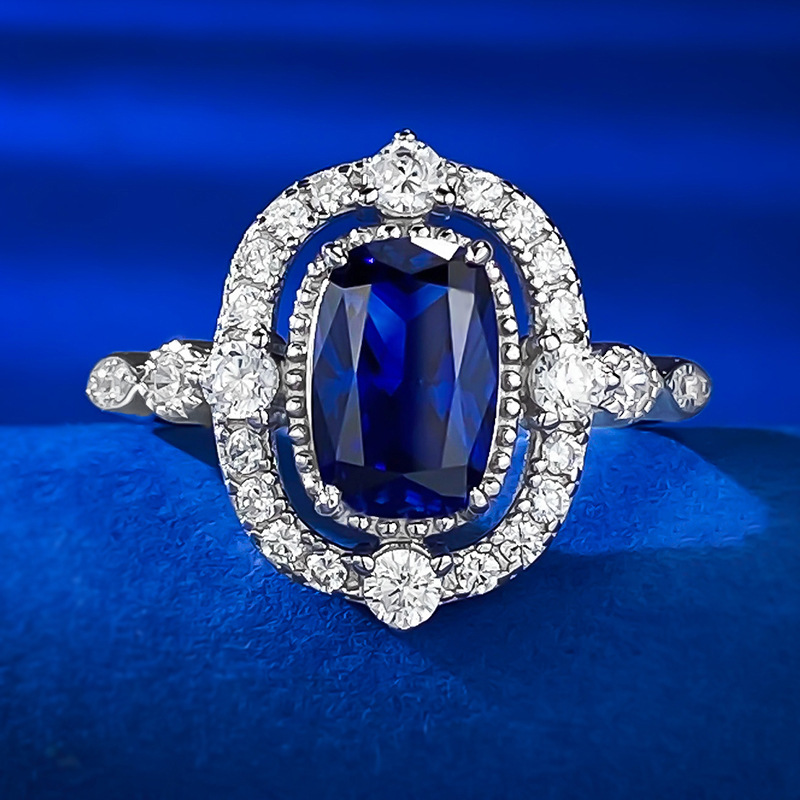 Cushion Engagement Ring 6*9 925 Silver High Carbon Diamond
