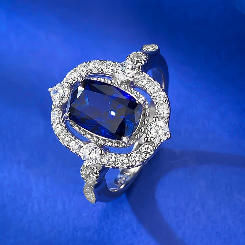 Cushion Engagement Ring 6*9 925 Silver High Carbon Diamond