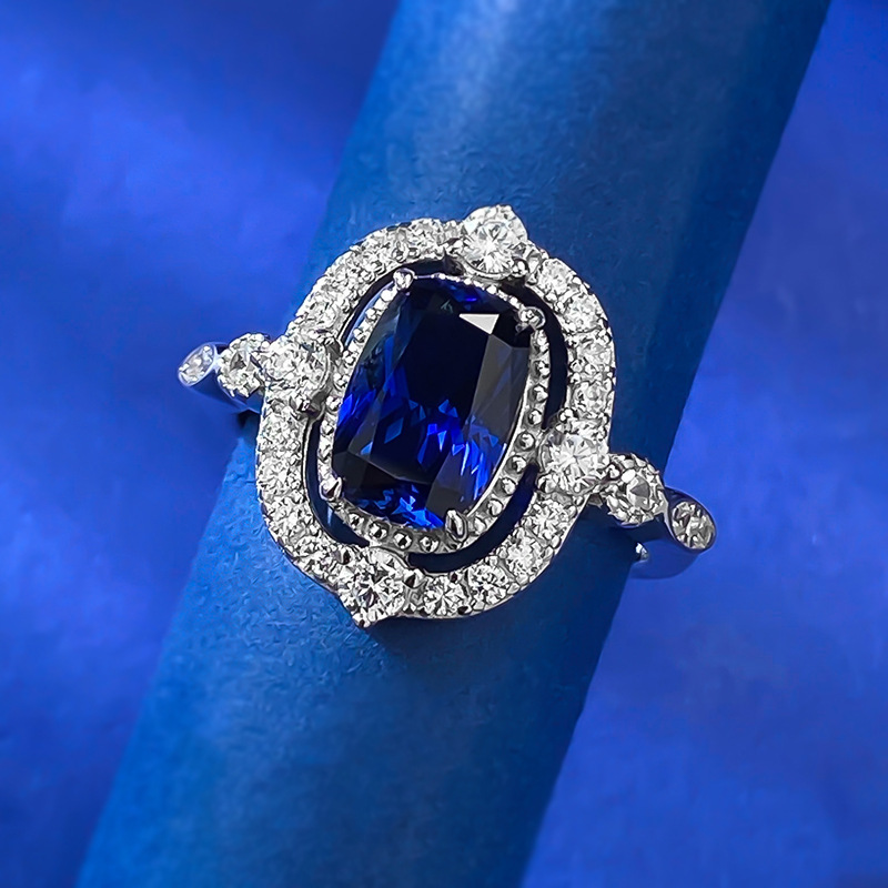 Cushion Engagement Ring 6*9 925 Silver High Carbon Diamond