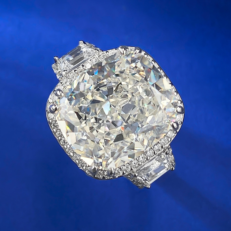Cushion Engagement Ring 12*14 925 Silver High Carbon Diamond