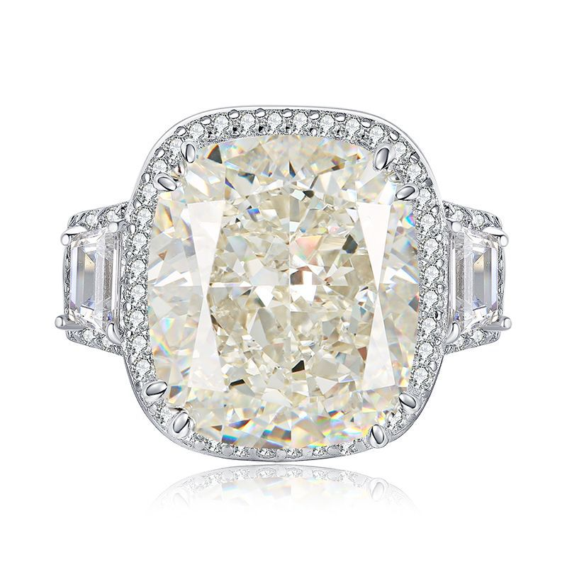 Cushion Engagement Ring 12*14 925 Silver High Carbon Diamond