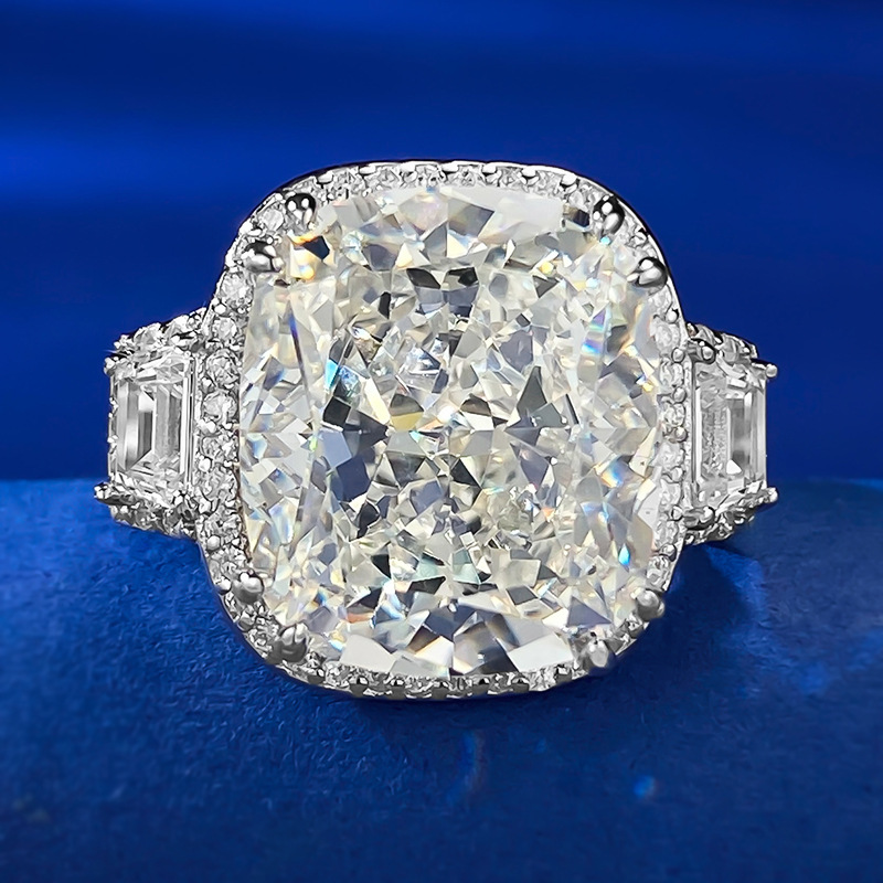 Cushion Engagement Ring 12*14 925 Silver High Carbon Diamond