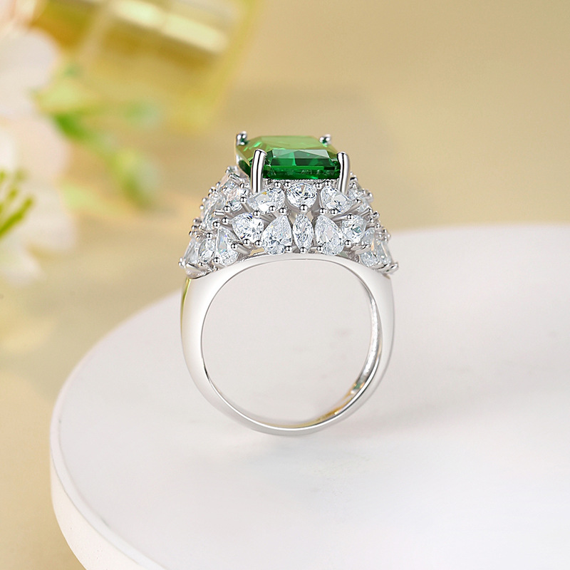Radiant Engagement Ring 10*14 925 Silver High Carbon Diamond