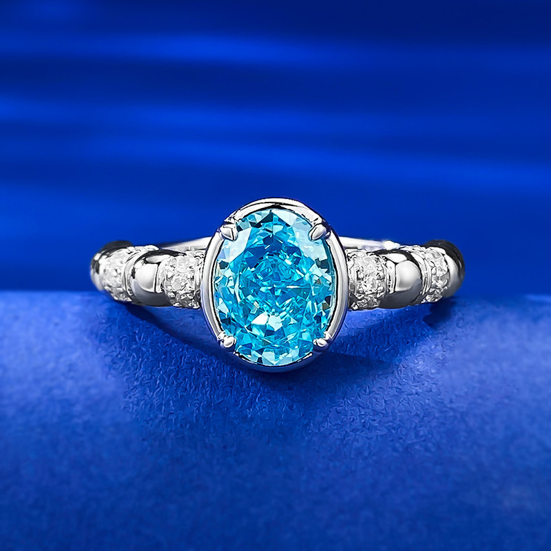 Oval Engagement Ring 6*8 925 Silver High Carbon Diamond