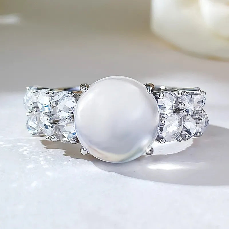 Oval Engagement Ring 925 Silver Albite Jade Opal