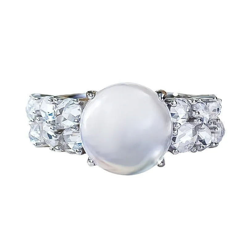 Oval Engagement Ring 925 Silver Albite Jade Opal